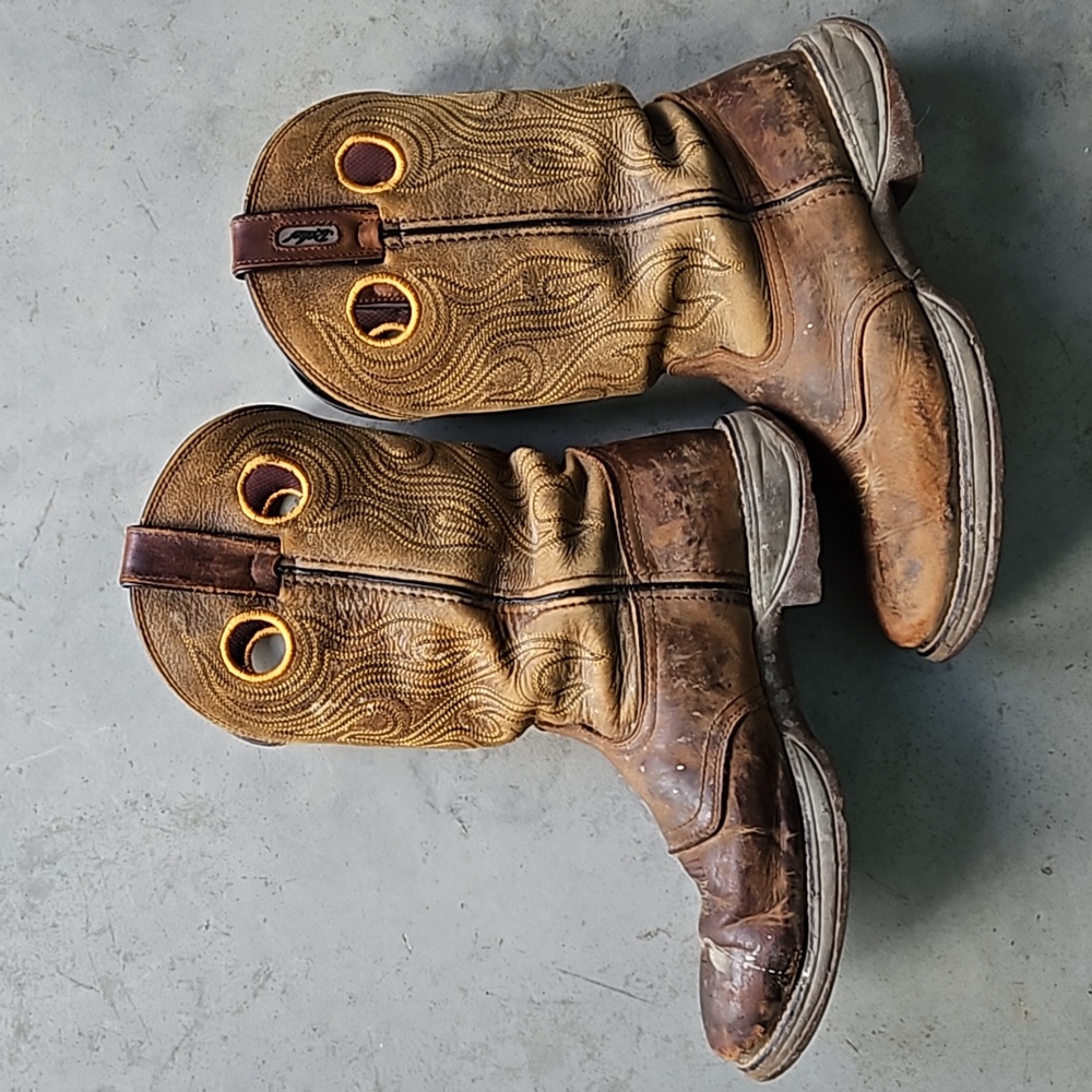 Durango Rebel 12" western slip on work boots brown leather 9D